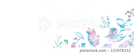 Watercolor. Spring color plant illustration with a watercolor touch. Fairy tale color plant illustration in vector. Watercolor. Spring color plant illustration with a watercolor touch. Fairy tale color plant illustration in vector. 135976332