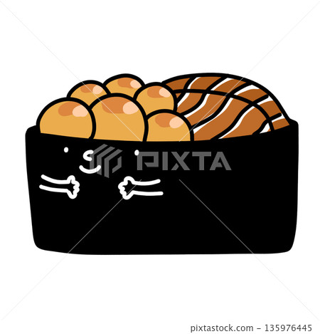 Salmon with ikura maki sushi illustration cartoon Salmon with ikura maki sushi illustration cartoon 135976445