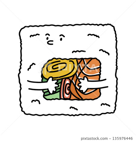 Uramaki sushi roll illustration cartoon Uramaki sushi roll illustration cartoon 135976446