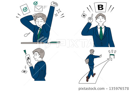 Illustration of a businessman moving towards success through choice and decision Illustration of a businessman moving towards success through choice and decision 135976578
