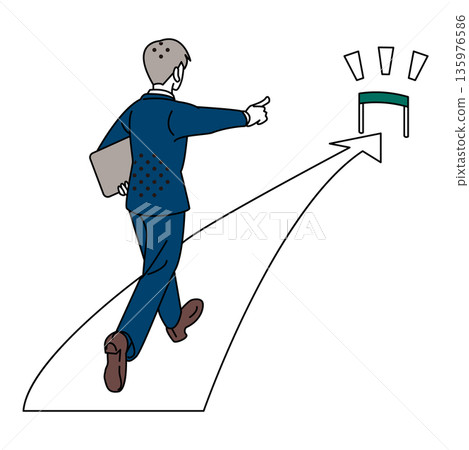 Illustration of a businessman moving forward towards a goal Illustration of a businessman moving forward towards a goal 135976586