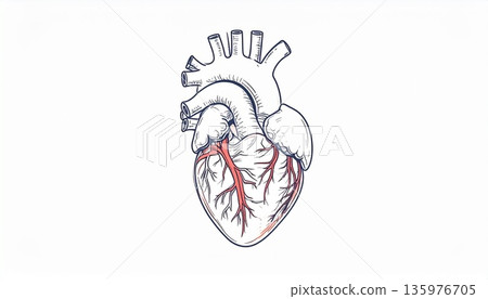 Medical explanation illustration of the human heart 135976705