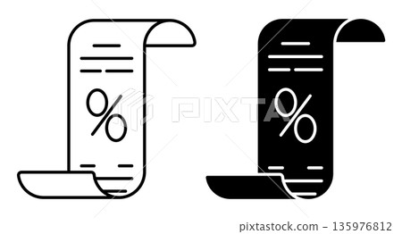 Linear icon. Bank loan agreement with interest. Simple black and white vector symbol isolated on white background 135976812