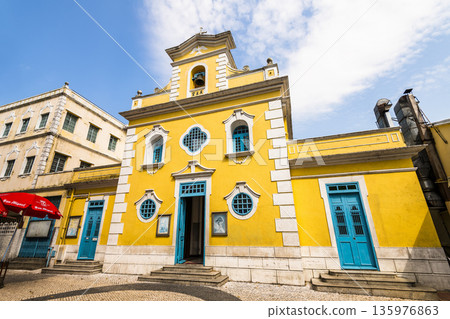View of St. Francis Xavier's Church in Coloane, Macau. This chapel follows the baroque style of Macao's major churches. View of St. Francis Xavier's Church in Coloane, Macau. This chapel follows the baroque style of Macao's major churches. 135976863