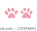 Hand drawn cute pink paw illustration 135976893