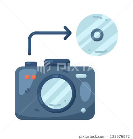 Illustration of Digital Camera Transfer to Disc Illustration of Digital Camera Transfer to Disc 135976972