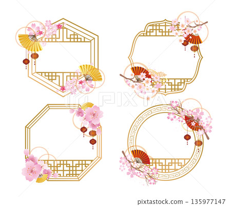 Spring cherry blossom Chinese style frame decoration set 135977147