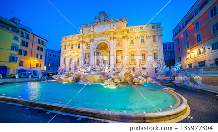 View of the iconic trevi fountain in rome, italy 135977304