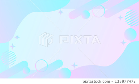 Light blue x pink dreamy gradation Memphis style frame background 135977472