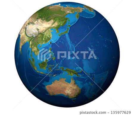 地球全景圖（透明背景/Kirinuki） 135977629