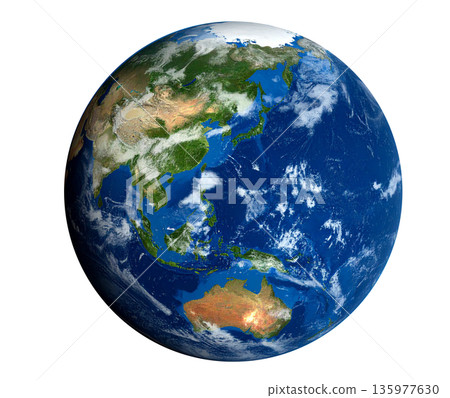 地球全景圖（透明背景/Kirinuki） 135977630