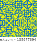 Seamless pattern tile in oriental style. Blue and yellow background. Geometric background. Moroccan azulejo pattern, majolica tile,Talavera, Damask, Mediterranean ceramic, patchwork 135977694