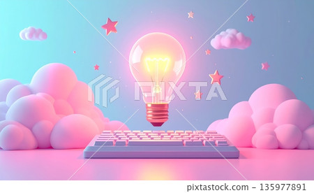 The beautiful light bulb background illustrates an abstract illustration idea.The beautiful light bulb background illustrates an abstract illustration idea. 135977891