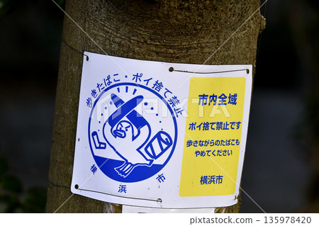 橫濱城市景觀：禁止在步行時吸煙和亂丟垃圾…但亂丟垃圾的老人卻越來越多…= 橫濱市 135978420