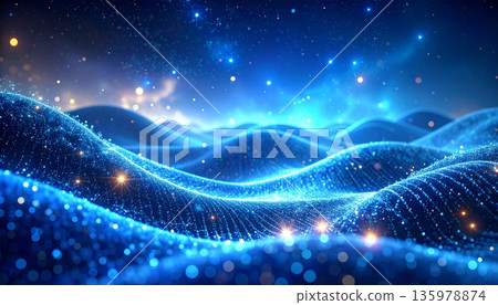 Glowing blue fractal waves Glowing blue fractal waves 135978874