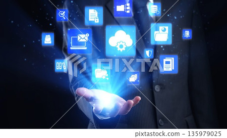 Managing online documents cloud storage and digital file security icons Gist 135979025
