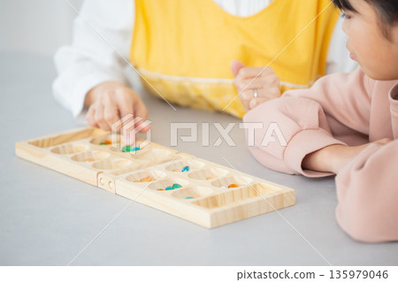 Elementary school students playing games at school 135979046