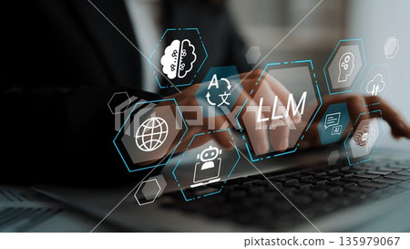 Modern Technology Concept with Hands on Keyboard, Language Processing Symbols, AI Innovation, and User Interaction in Professional Environment Gluon Modern Technology Concept with Hands on Keyboard, Language Processing Symbols, AI Innovation, and User Interaction in Professional Environment Gluon 135979067