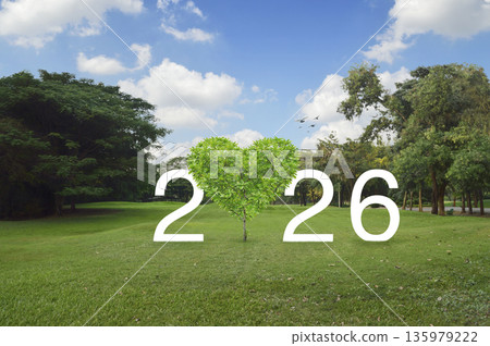 Happy new year and Valentines day 2026 concept Happy new year and Valentines day 2026 concept 135979222