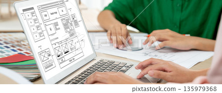 Website design software provide brisk template for online retail business 135979368
