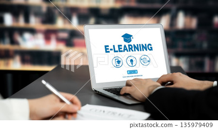 E-learning website with brisk sofware for student to study on the internet 135979409