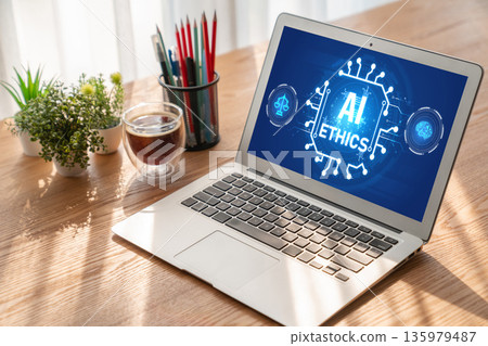 AI ethics responsibility standard law and rules on computer screen brisk AI ethics responsibility standard law and rules on computer screen brisk 135979487