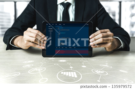 Software development programming on computer screen for modish application Software development programming on computer screen for modish application 135979572