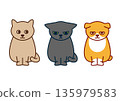 Illustration set of three cats 135979583