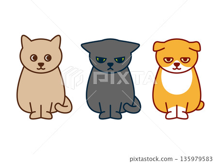 三隻貓的插圖 135979583