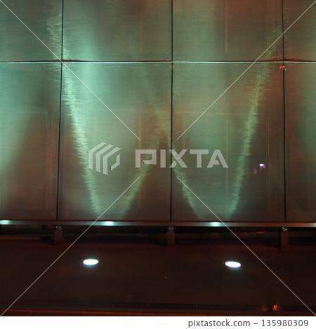 Background material of lighting effects and wall patterns that stand out against the night view Background material of lighting effects and wall patterns that stand out against the night view 135980309