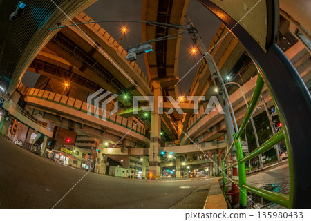 Tokyo Hakozaki Junction and Metropolitan Expressway Tokyo Hakozaki Junction and Metropolitan Expressway 135980433