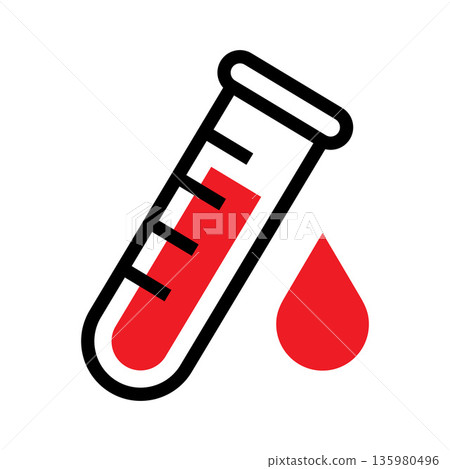 Blood sample icon, Medical blood test symbol, Healthcare fluid icon, Laboratory science graphics, Diagnostic medicine illustration 135980496