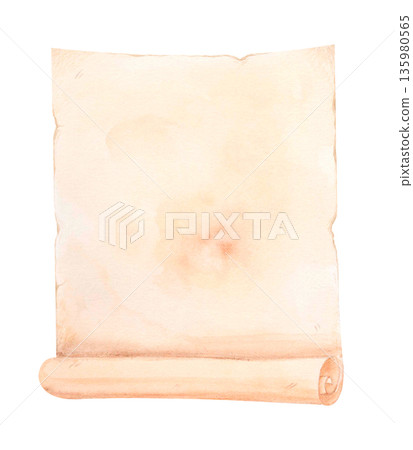 Vintage watercolor parchment scroll background with aged paper effect isolated on white. Ideal for certificates and invitations. Vintage watercolor parchment scroll background with aged paper effect isolated on white. Ideal for certificates and invitations. 135980565