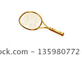 Badminton rackets and shuttlecocks, sports equipment on a white background. 135980772