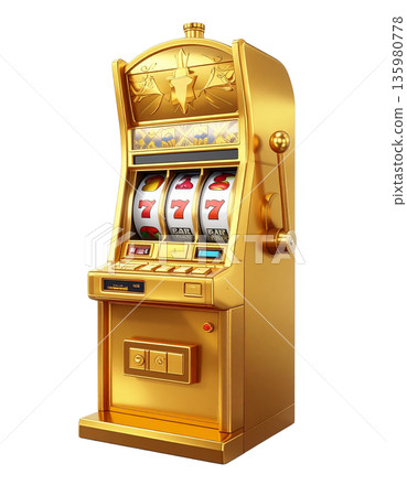 A slot machine with three spinning reels and the number seven, separated on a white background. A slot machine with three spinning reels and the number seven, separated on a white background. 135980778