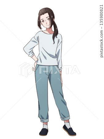 Casually dressed middle-aged woman Casually dressed middle-aged woman 135980821
