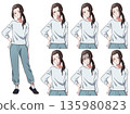 中年休閒裝女性臉部表情集 135980823