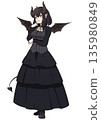 一個長著惡魔翅膀、尾巴和角的女孩 135980849