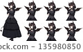 惡魔翅膀、尾巴和帶角女孩臉部表情套裝 135980850
