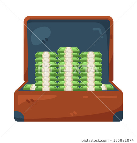 Illustration of stack of banknotes in a briefcase 135981074