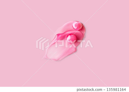 Swatch of pink popular Niacinamide Capsule Cream isolated on pink background photo Swatch of pink popular Niacinamide Capsule Cream isolated on pink background photo 135981164