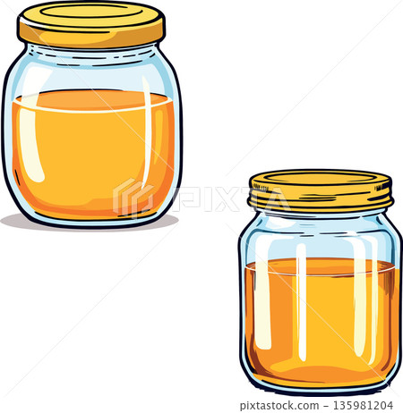 Vsai two glass jars containing delicious golden honey Vsai two glass jars containing delicious golden honey 135981204