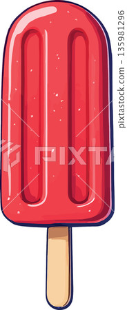 Vsai refreshing red popsicle melting on summer day 135981296