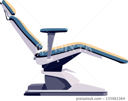 Vsai modern dental chair reclining in empty clinic, awaiting patient for oral healthcare Vsai modern dental chair reclining in empty clinic, awaiting patient for oral healthcare 135981364