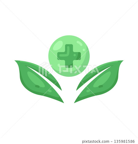 Illustration of Leaf with plus 135981586