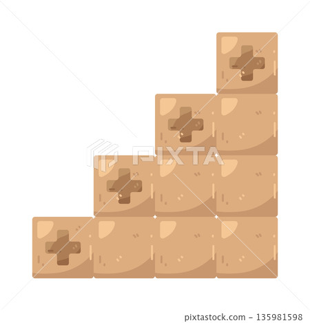 Illustration of Stacked blocks with plus Illustration of Stacked blocks with plus 135981598