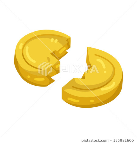 Illustration of broken coin Illustration of broken coin 135981600