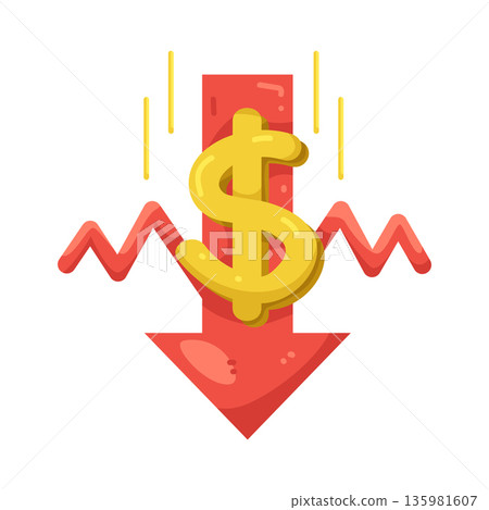 Illustration of Money loss Illustration of Money loss 135981607