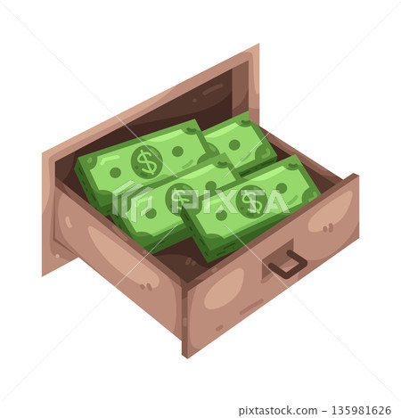 Illustration of Money in a drawer Illustration of Money in a drawer 135981626