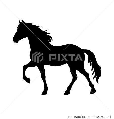 black silhouette of a horse without background 135982021